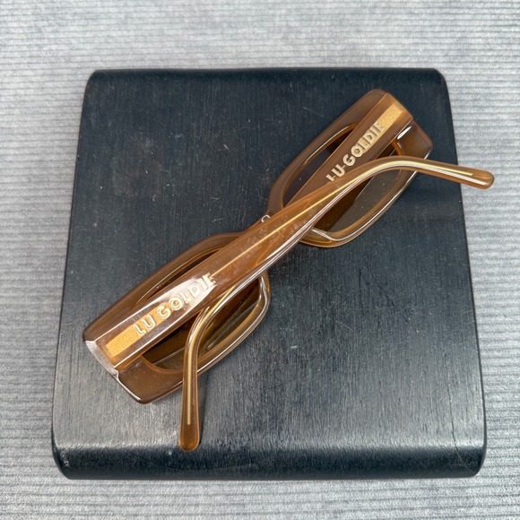 Lu Goldie‎ Salome Amber Honey Rectangular Y2K Sunglasses UV400 Retro Slim Frames main image 13